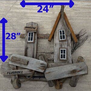 Driftwood Coastal Rustic Seaside Shanty Beach House Cottage Wall Art 24" x 28"